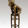 Kunst & Ambiente Juan Clara Baby - Children Bronze On A Stool - Signed Art Nouveau Statues