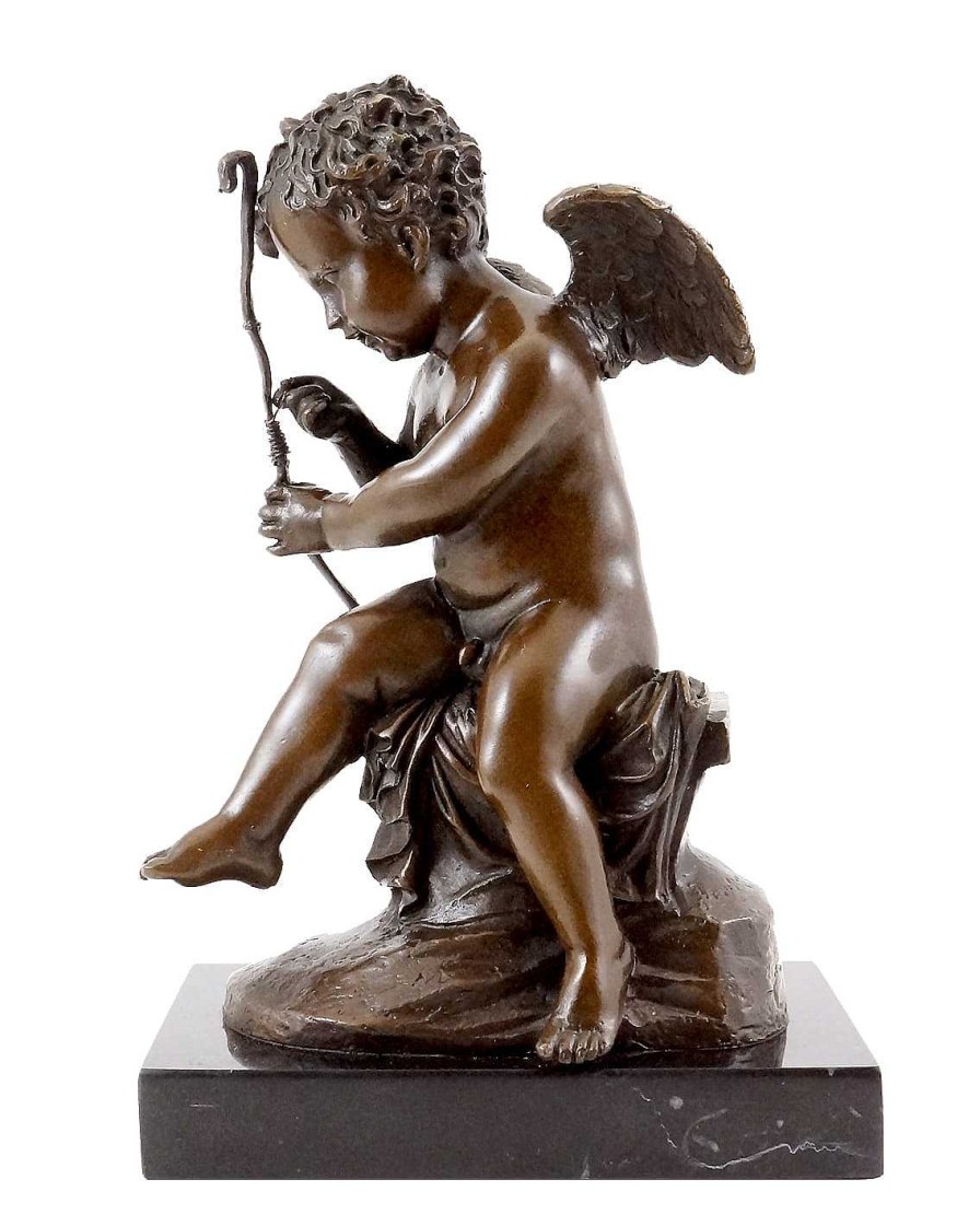 Kunst & Ambiente Bronze Figure - Cupid Stringing His Bow - Sign. Charles Louchet Greek Statues