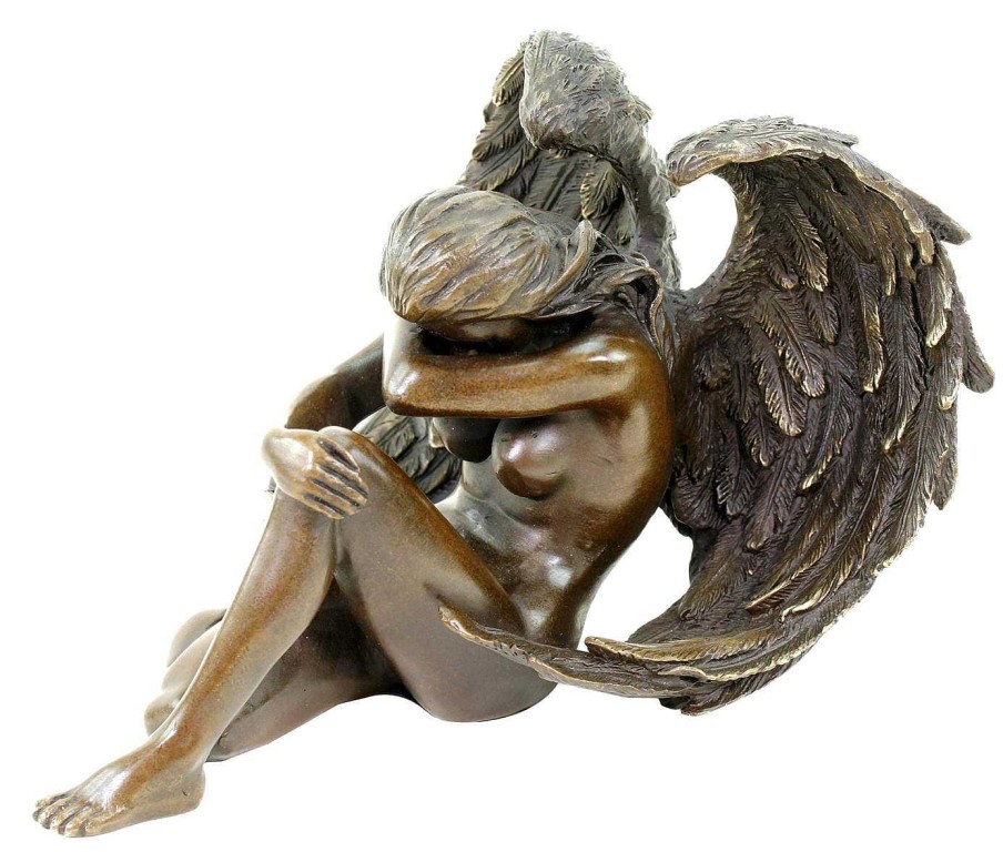 Kunst & Ambiente Sitting Angel Sculpture - Bronze Erotic Nude - Signed Patoue Erotic Nudes - Vienna Bronze