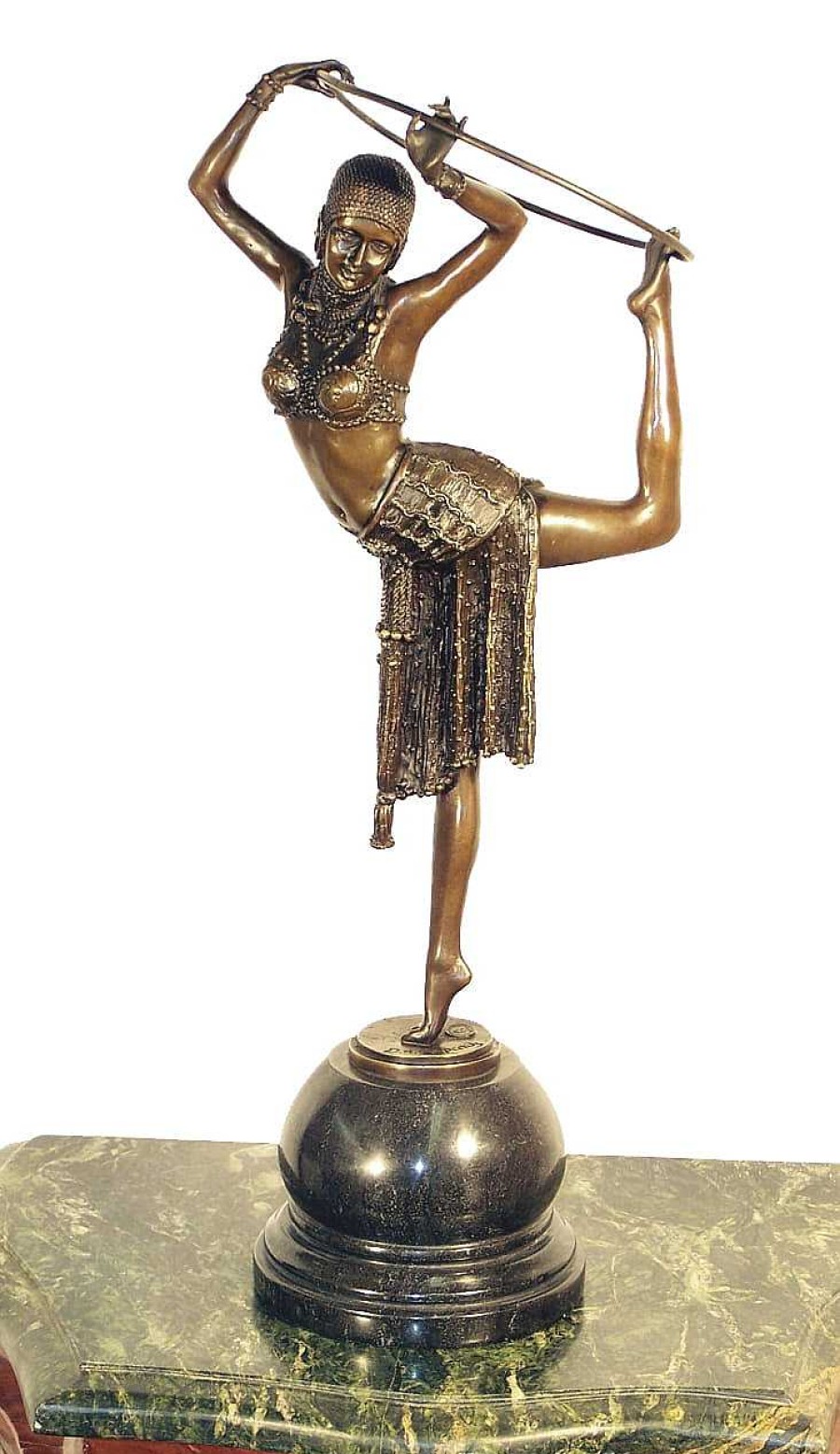 Demétre Haralamb Chiparus Art Deco Bronze "Dancer With Ring" On Marble Base By Chiparus Art Deco Figurines