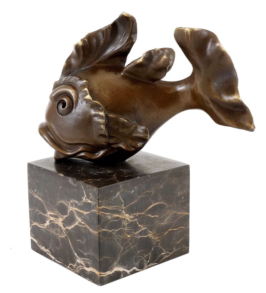 Martin Klein Animal Bronze Figure - Cute Goldfish - Martin Klein - Signed Animal Sculptures