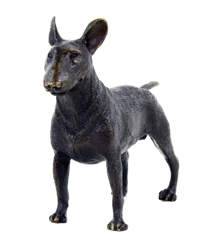 Miguel Fernando Lopez (Milo) Animal Figurine - Bull Terrier - Dog Statue - Milo - Bronze Miniature Animal Sculptures