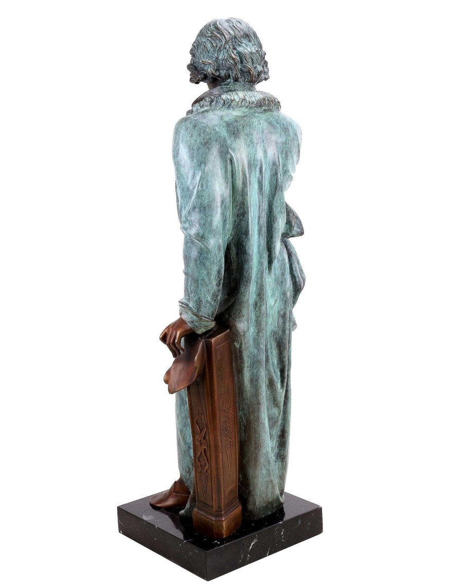 Kunst & Ambiente Opulent Bronze Statue - Ludwig Van Beethoven - Signed Teupheme - Composer Bronze - Beethoven Sculpture For Sale Garden Statues