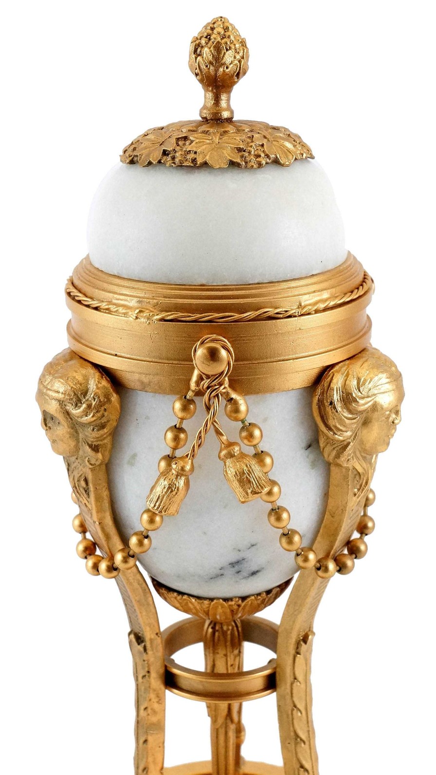 Kunst & Ambiente Faberge Egg - White Marble/Bronze With Gold Leaf, Peter Faberge Art Nouveau Statues