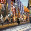 Martin Klein Modern Art Acrylic Painting - Broadway Scene - Signed M. Klein Oil Painting