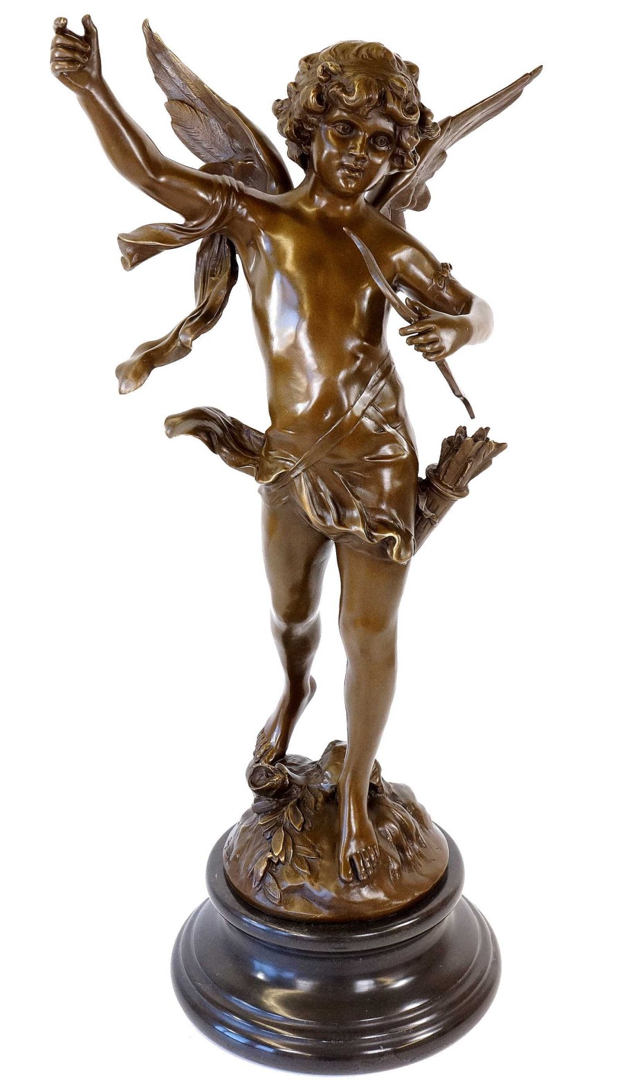 Auguste Moreau Xxl Art Nouveau Sculpture - Dancing Angel Cupid - Moreau Art Nouveau Statues