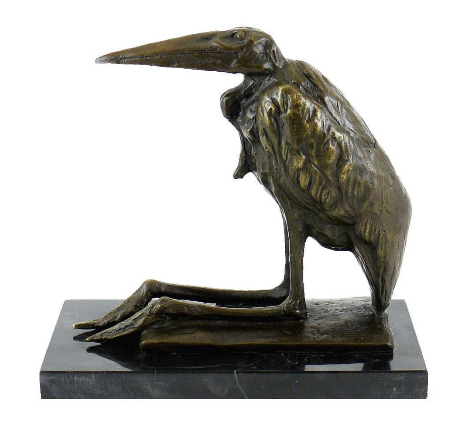 Rembrandt Bugatti Bronze Bird By Rembrandt Bugatti - Marabou Stork - Signed Animal Sculptures