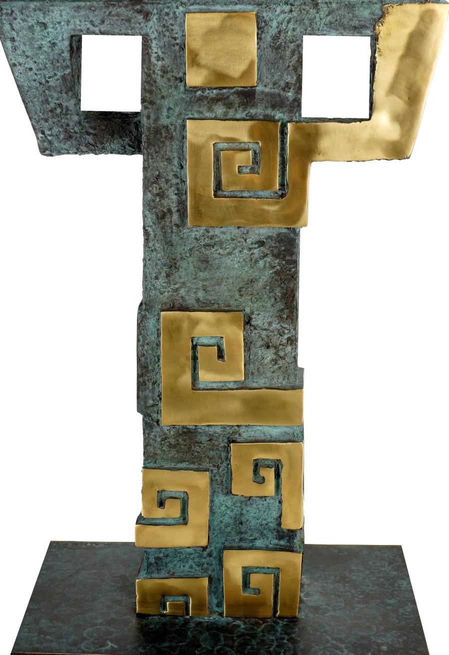 Martin Klein Limited Bronze Sculpture - Aztec Column - Signed Martin Klein Contemporary Art