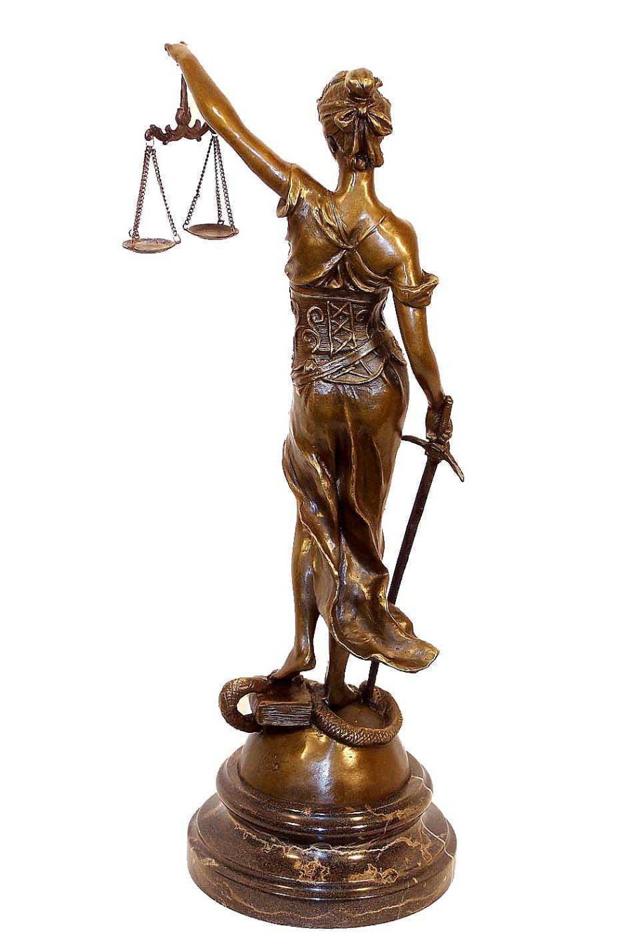 Kunst & Ambiente Large Lady Justice Bronze Sculpture On Marblebase - Part Of Roman Mythology Greek Statues