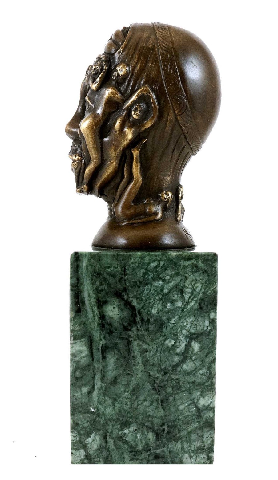 Martin Klein Bronze Figure - Head With Relief-Like Female Nudes - M. Klein Erotic Nudes - Vienna Bronze