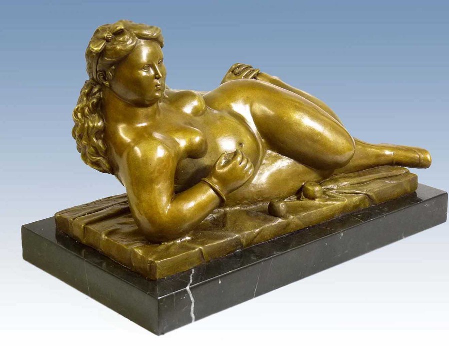 Fernando Botero Bronze Act - Reclining Woman With Apples - After Fernando Botero Contemporary Art