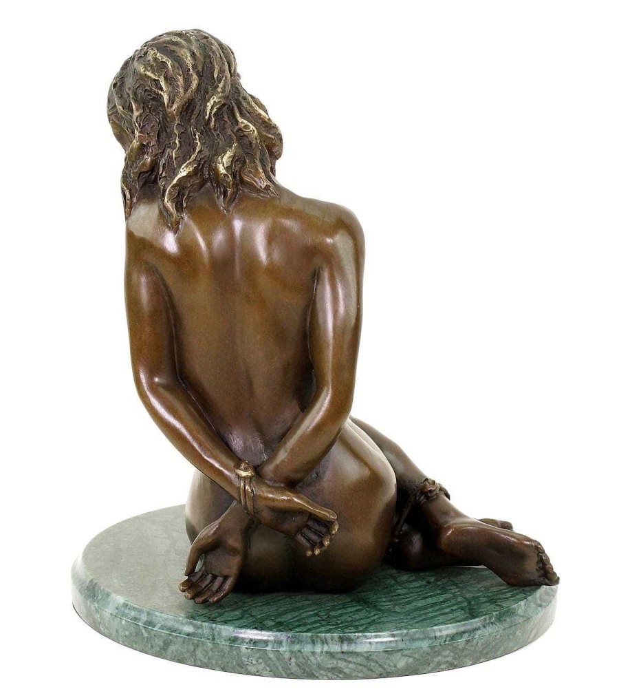 Kunst & Ambiente Bondage Girl Ava - Erotic Bronze Figurine On Green Marble Base Erotic Nudes - Vienna Bronze