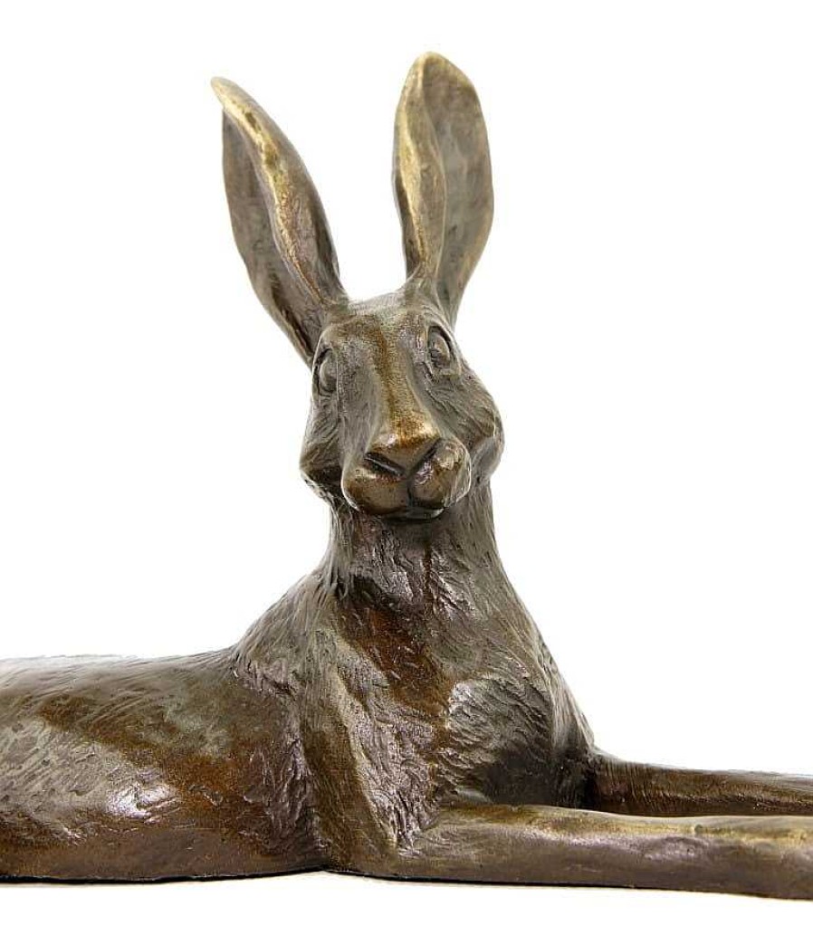 Miguel Fernando Lopez (Milo) Resting Hare - Numbered Bronze Animal Figurine - Signed Milo Animal Sculptures