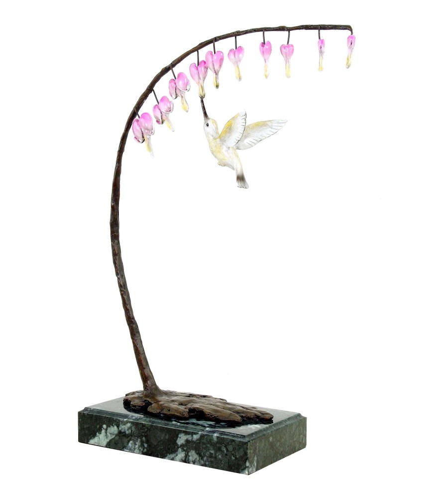 Martin Klein Bird Bronze Hummingbird At Bud - Limited Bronze Sculpture - Animal Statue Animal Sculptures