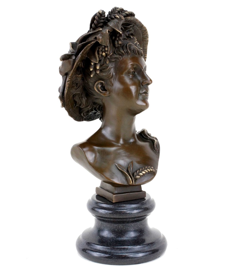 Kunst & Ambiente Bronze Portrait Bust - Art Nouveau Lady - Sign. Carrier-Belleuse Art Nouveau Statues