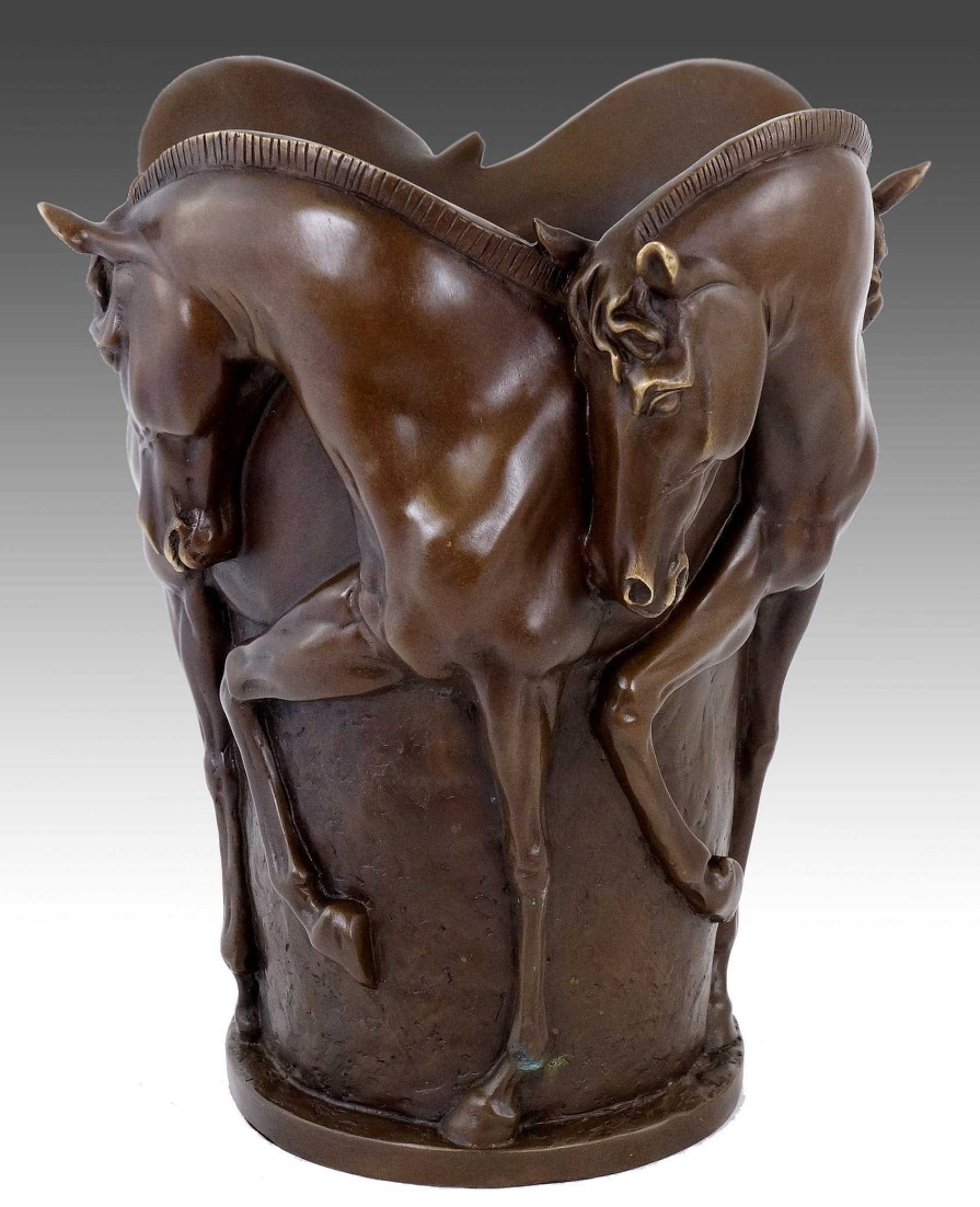 Miguel Fernando Lopez (Milo) Horse Bronze Statue - Horse Bronze Vase - Signed Milo Animal Sculptures