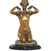 Paul Ponsard Art Nouveau Nude Bronze - New Necklace - Signed Paul Ponsard Art Nouveau Statues