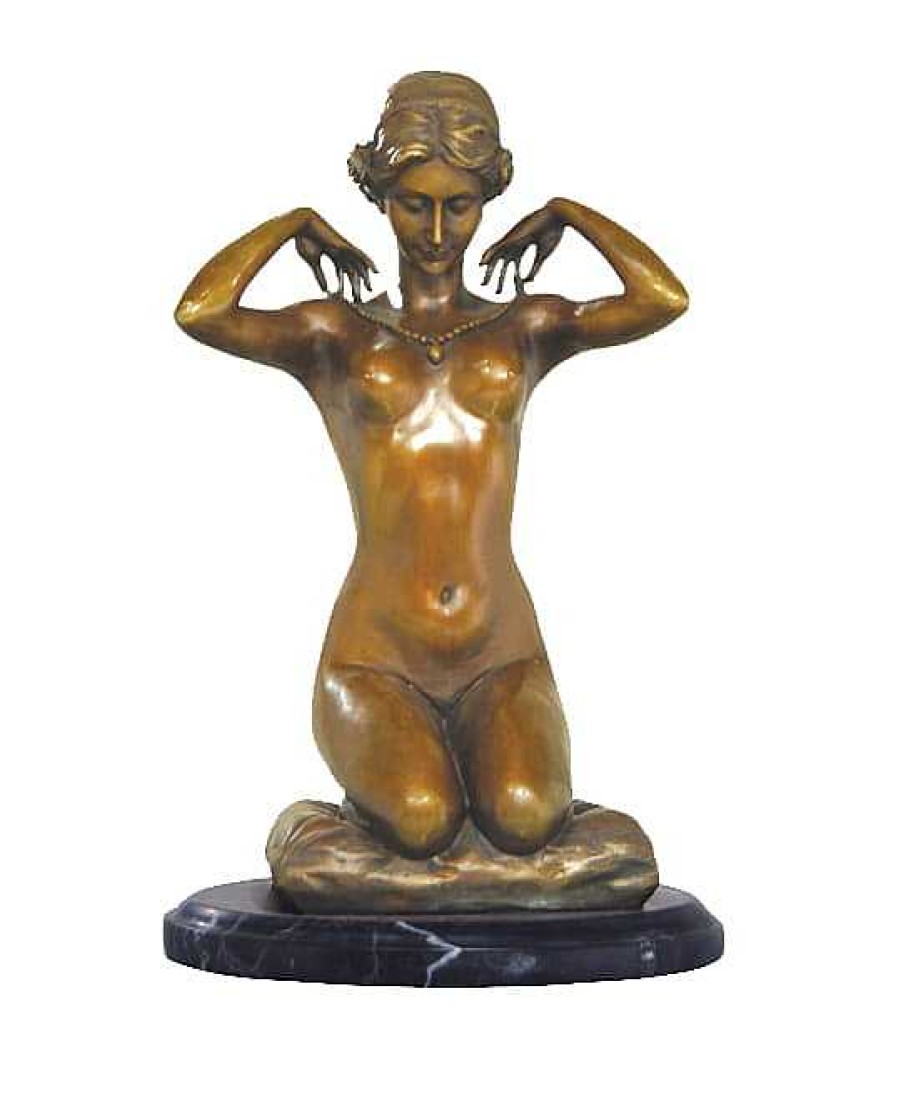 Paul Ponsard Art Nouveau Nude Bronze - New Necklace - Signed Paul Ponsard Art Nouveau Statues