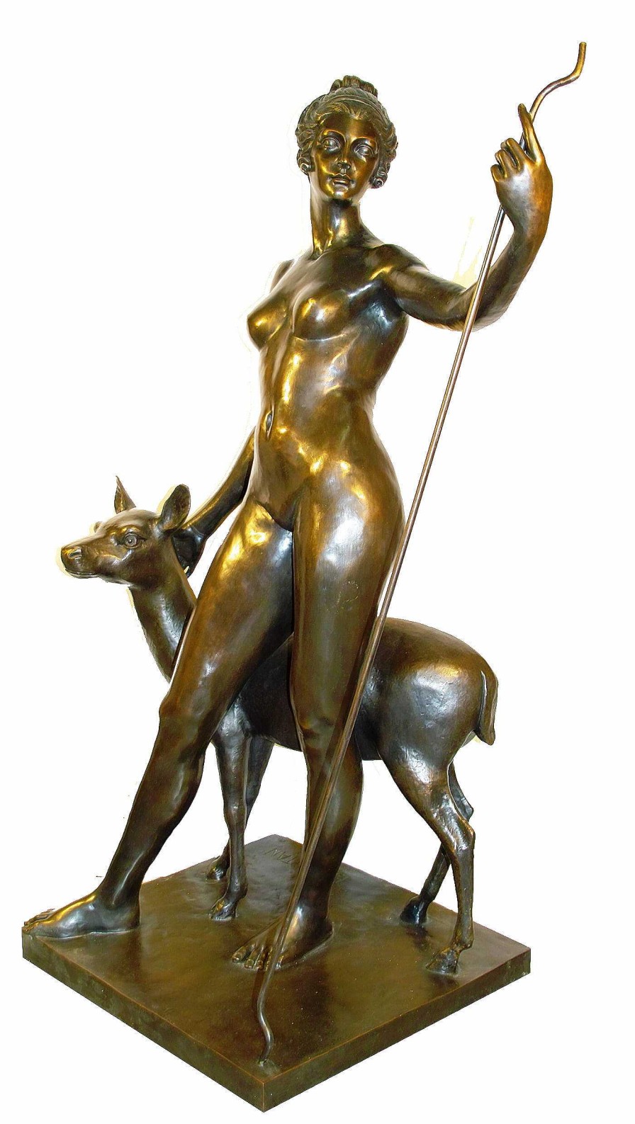 Kunst & Ambiente Large Sculpture Bronze - The Diana Goddes Of Hunt - Signed Mc. Garden Statues