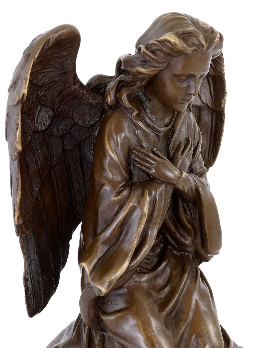 Miguel Fernando Lopez (Milo) Art Nouveau Bronze Statue - Praying Mourning Angel - Sign. Milo Art Nouveau Statues