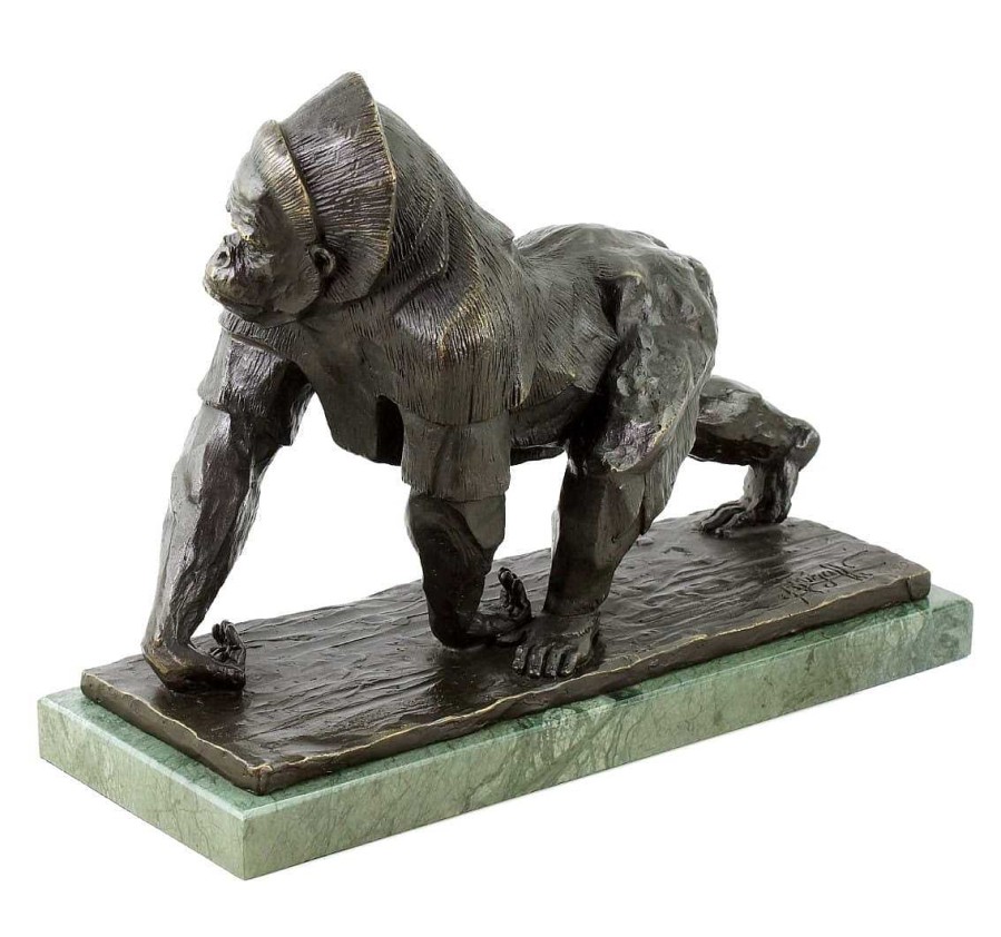 Rembrandt Bugatti Limited Bronze Sculpture - Gorilla - Signed Bugatti - Animal Figurine Animal Sculptures