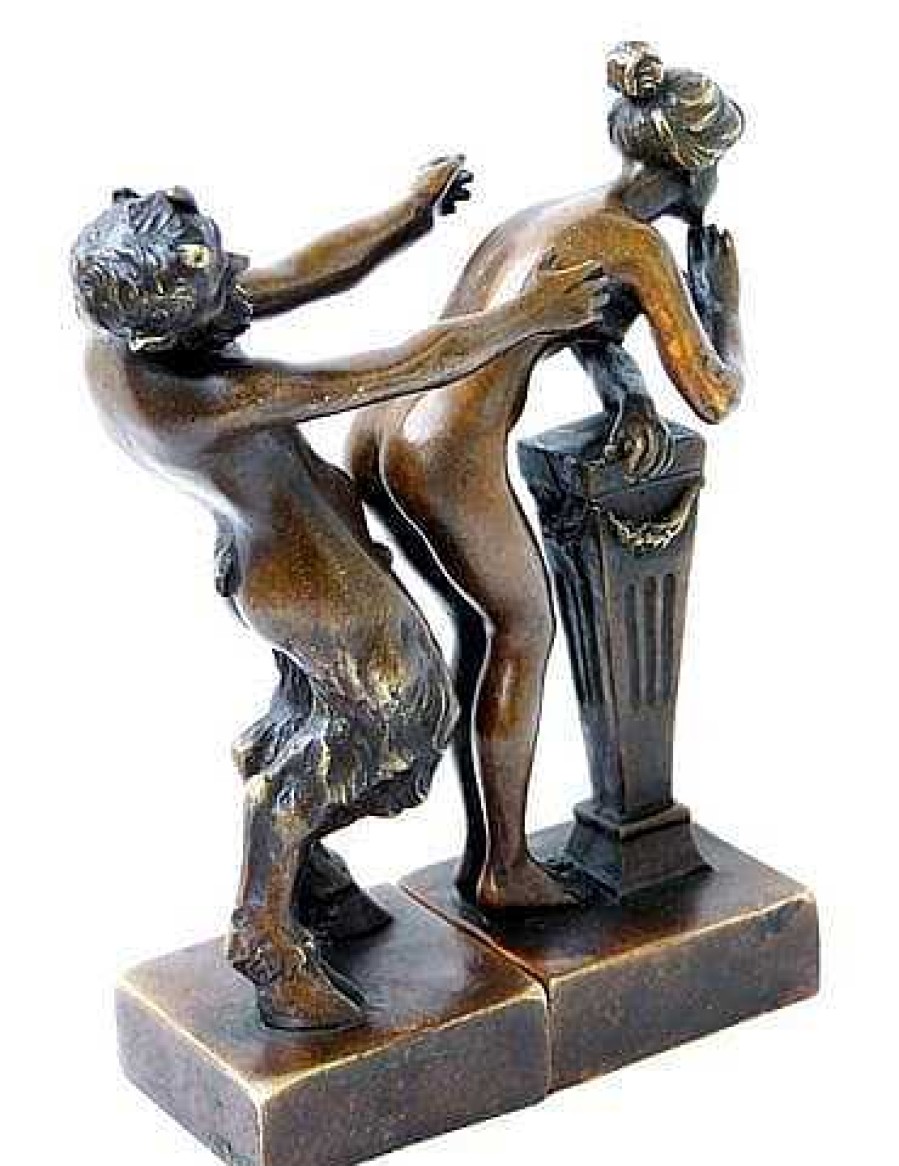 Franz Bergmann Erotic Vienna Bronze Couple, Satyr And Virgin, 2Piece, Bergmann Erotic Nudes - Vienna Bronze