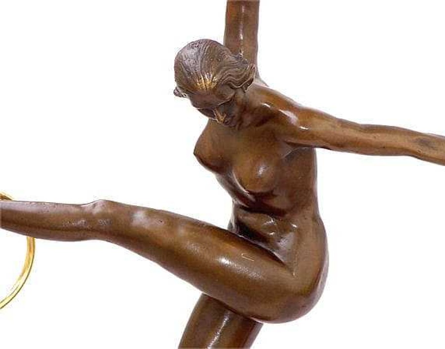 Kunst & Ambiente Art Deco Bronze Dancer With 3 Rings On Marble Signed Duvernet Art Deco Figurines