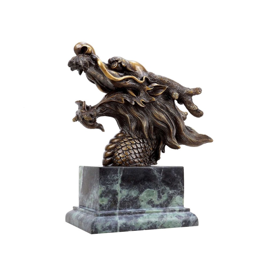 Martin Klein Bronze Chinese Dragon Head - Dragon Long - Signed Martin Klein - Dragon Statue Asiatika