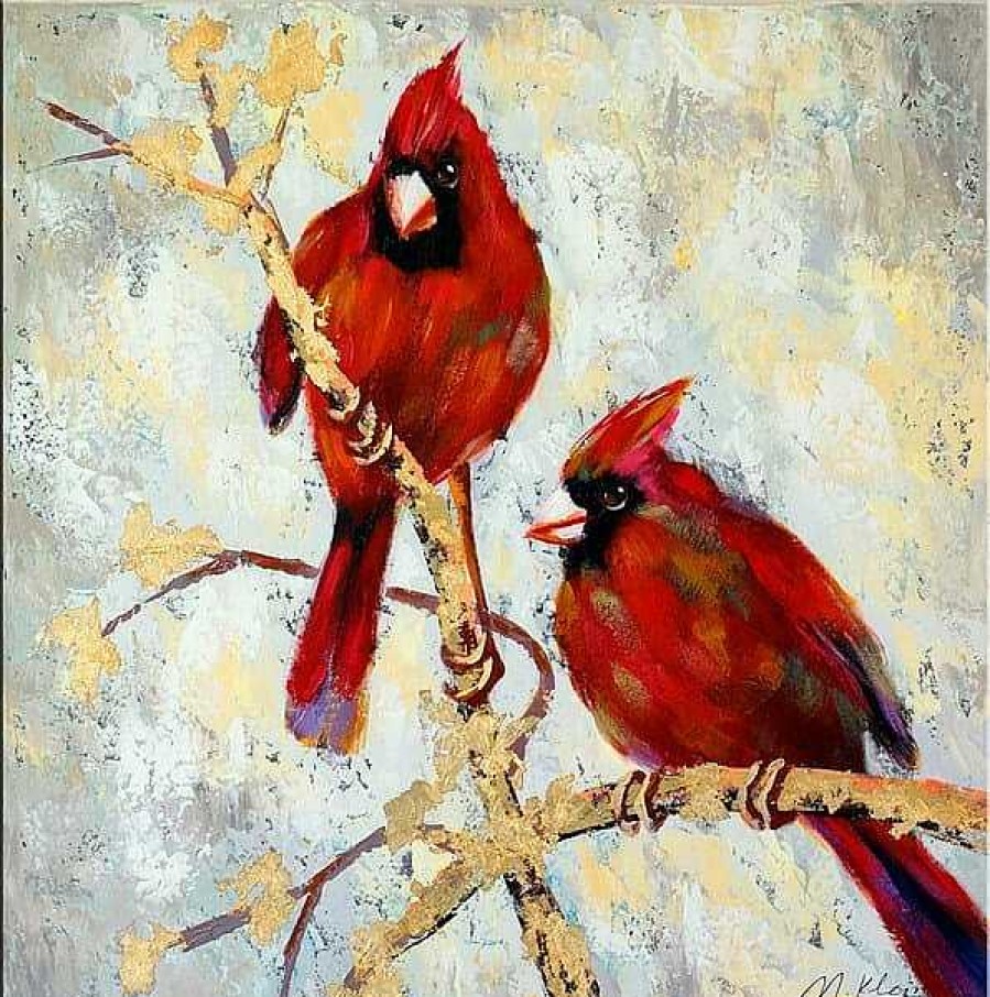 Martin Klein The Bird Wedding - Oil Painting On Canvas - Martin Klein Acrylic Painting