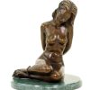 Kunst & Ambiente Bondage Girl Ava - Erotic Bronze Figurine On Green Marble Base Erotic Nudes - Vienna Bronze