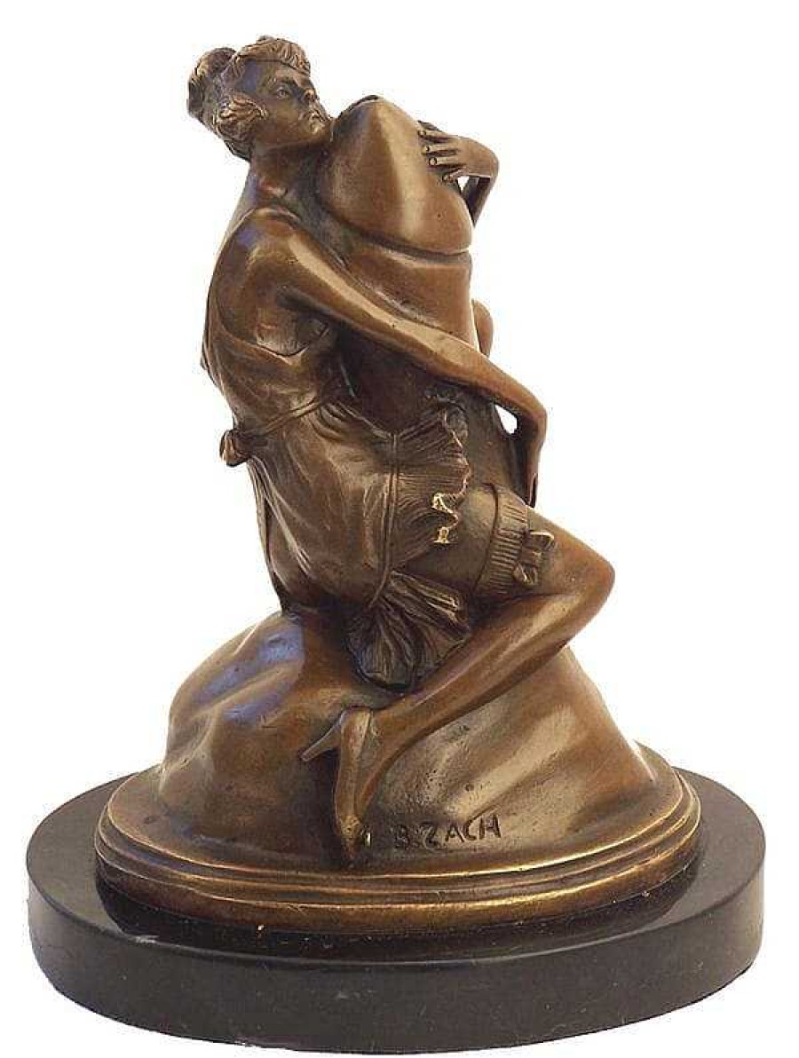 Kunst & Ambiente Art Deco Erotic Bronze On Marble Base Lady At Phallus, B. Zach Art Deco Figurines