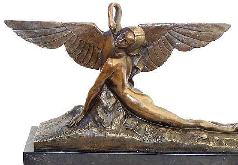 Amedeo Gennarelli Art Deco Bronze Statue - Leda And Swan - A. Gennarelli Greek Statues