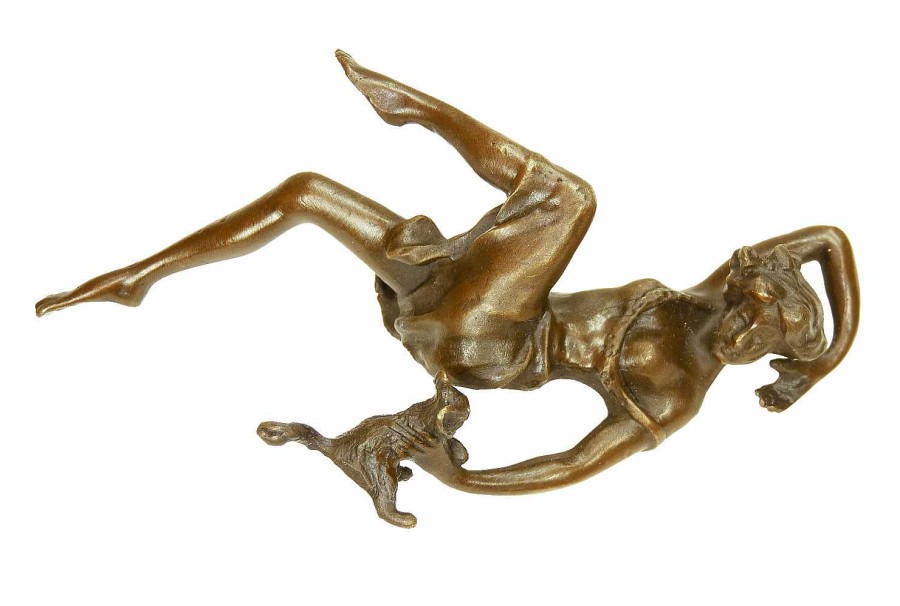 Kunst & Ambiente Erotic Vienna Bronze - Sexy Young Girl Playing With A Cat Erotic Nudes - Vienna Bronze