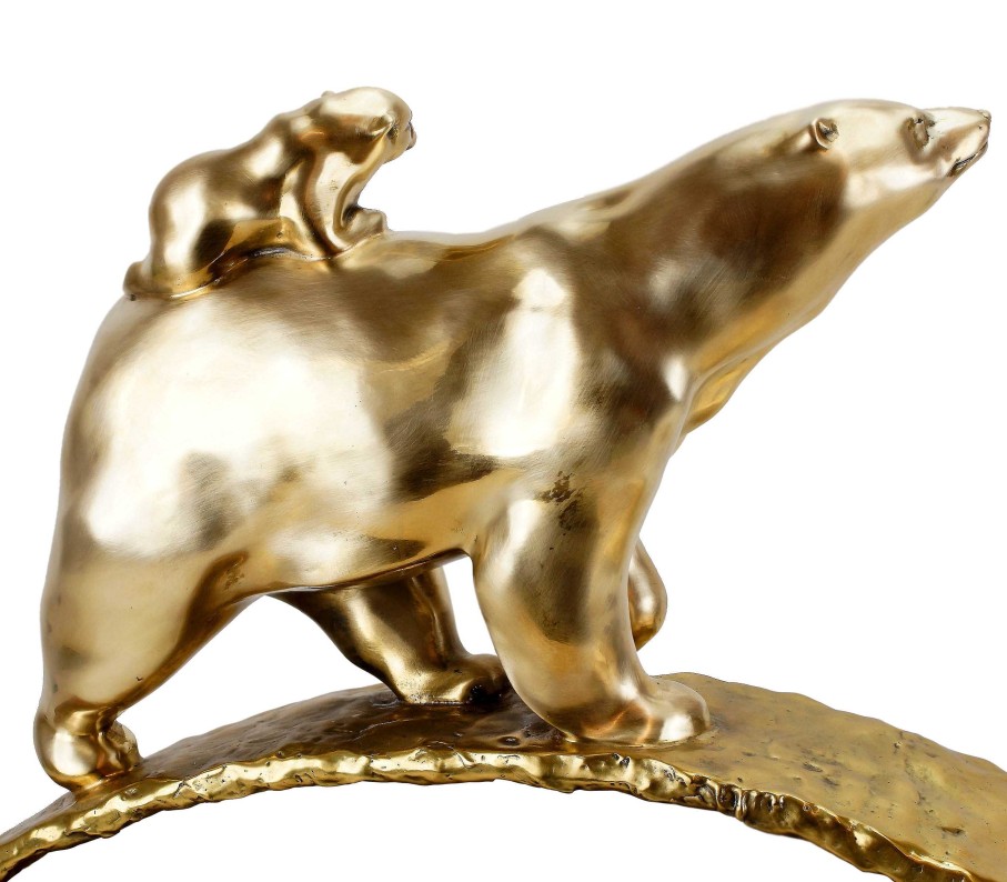 Martin Klein Polar Bear With Baby - Limited Bronze - Animal Figurine - M. Klein Animal Sculptures