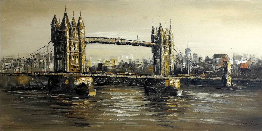 Martin Klein Tower Bridge In London - Acrylic Painting - Sign. - Martin Klein Oil Painting