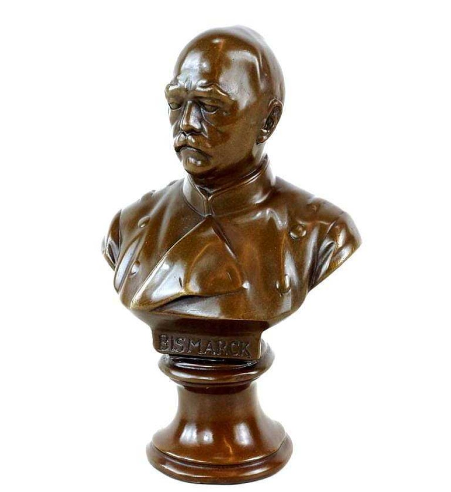 Kunst & Ambiente Otto Von Bismarck Bronze Bust - Signed - Military Bronze On Marble Base Military Statues