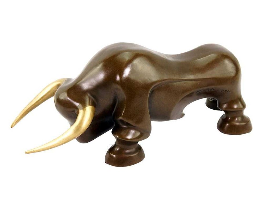 Martin Klein Limited Bronze Statue - Modern Bull Sculpture By Martin Klein Animal Sculptures