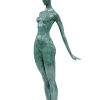 Miguel Fernando Lopez (Milo) Slender Woman Nude Of Bronze - Floating Girl - Signed By Milo Garden Statues