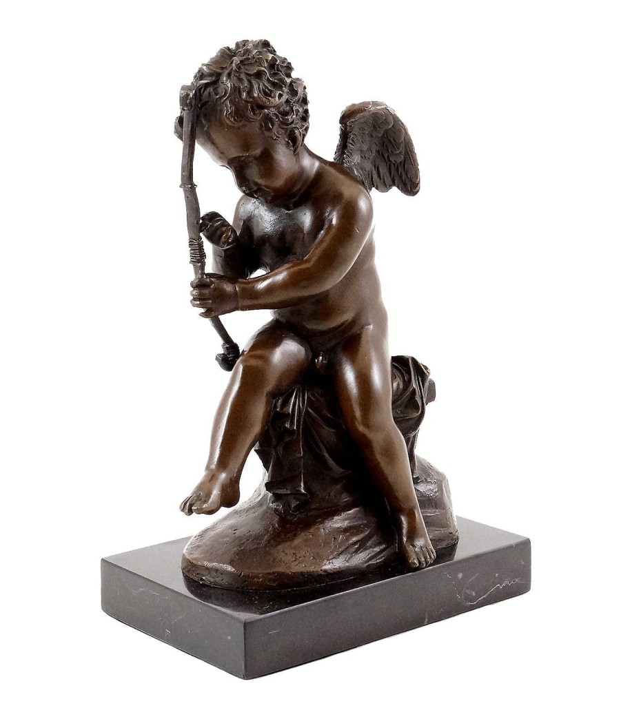 Kunst & Ambiente Bronze Figure - Cupid Stringing His Bow - Sign. Charles Louchet Greek Statues