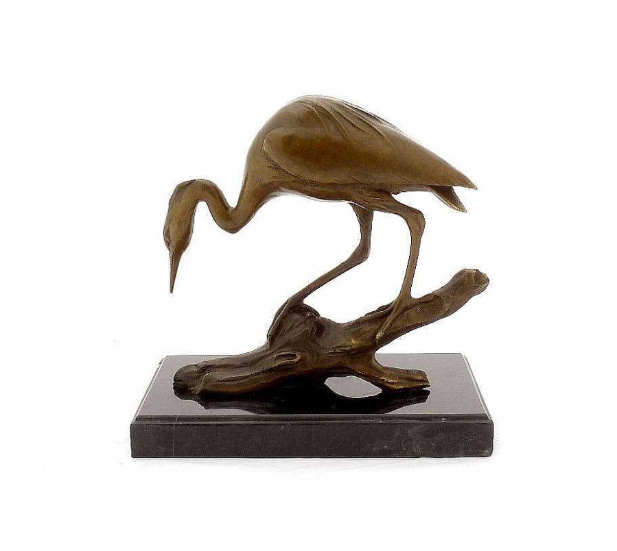 Miguel Fernando Lopez (Milo) Animal Sculpture Bird - Heron Bronze On A Branch - Signed Milo Animal Sculptures