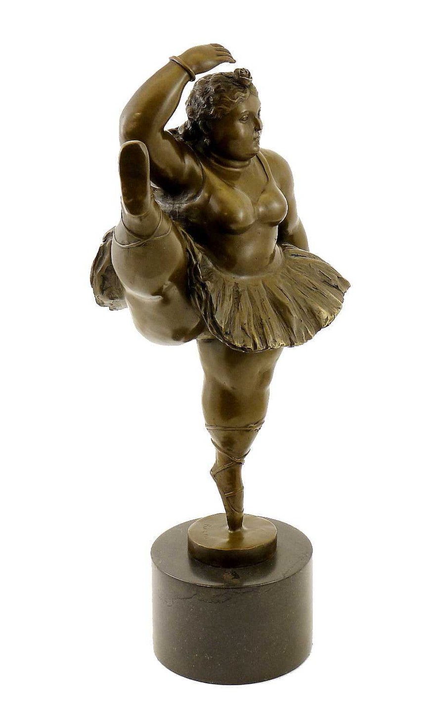 Fernando Botero Bronze Figurine - Ballerina With Leg Up - Sign. Fernando Botero Contemporary Art