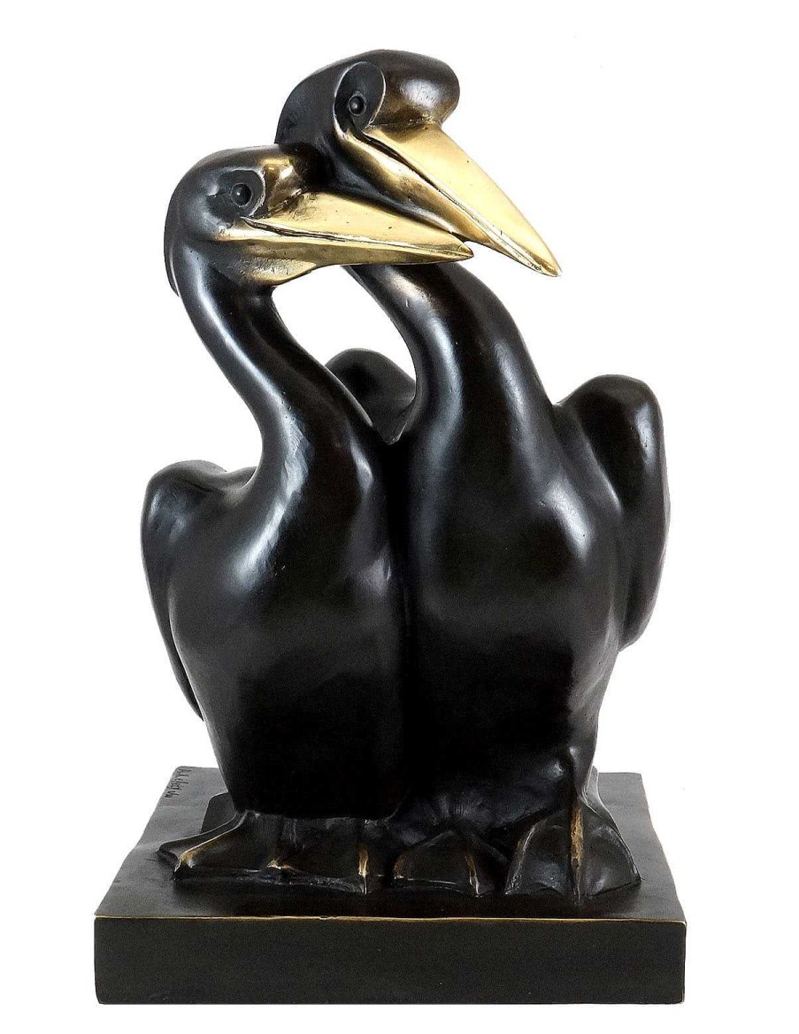 Alex Kelety Art Deco Bronze Figurine - Two Pelicans - Alexandre Kelety Animal Sculptures