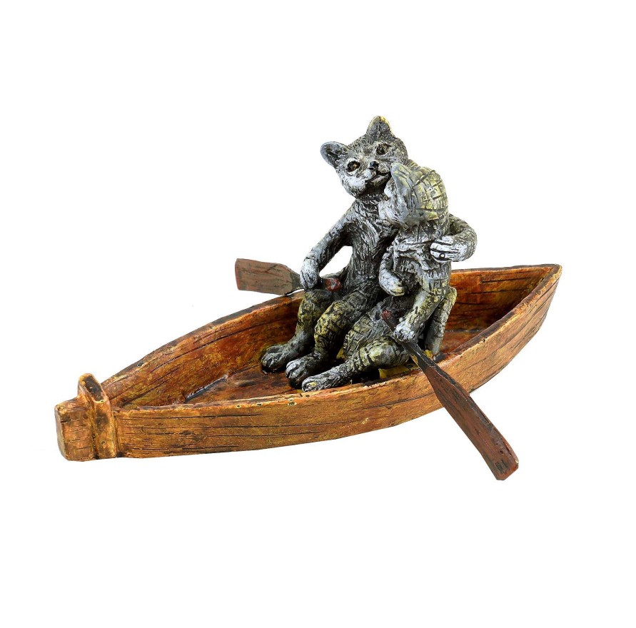 Franz Bergmann Vienna Bronze - Cat Couple On A Boat Ride - Cat Statue - Cat Sculpture For Sale Erotic Nudes - Vienna Bronze