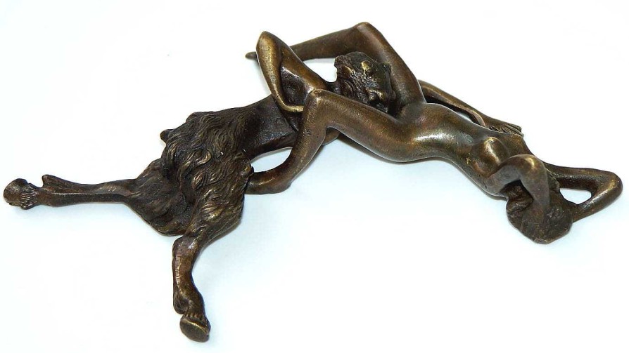 Kunst & Ambiente Erotic Vienna Bronze, Faun Having Oral Sex With Woman, 2 Parts Erotic Nudes - Vienna Bronze