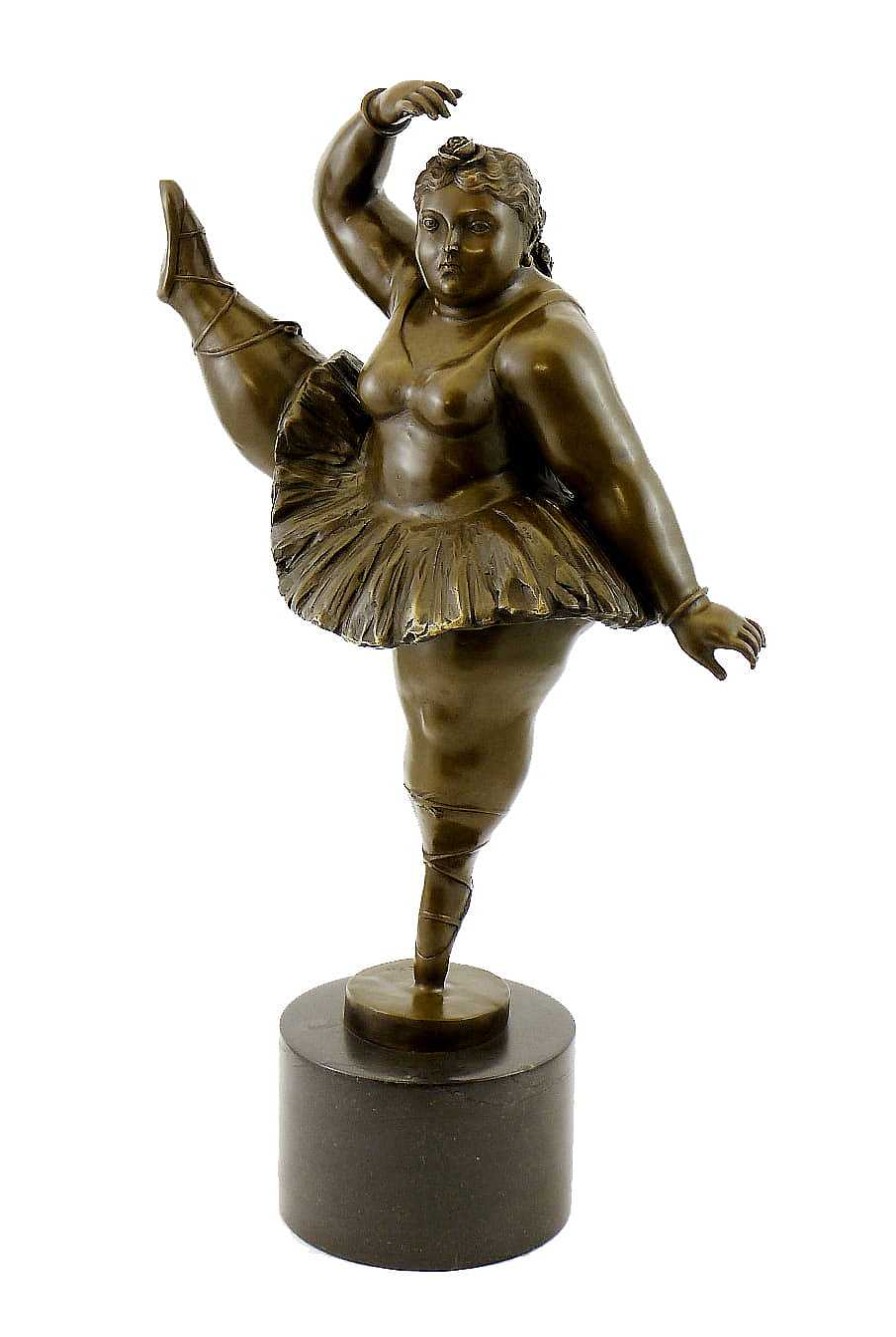 Fernando Botero Bronze Figurine - Ballerina With Leg Up - Sign. Fernando Botero Contemporary Art