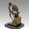 Miguel Fernando Lopez (Milo) Modern Bronze Statue - Skeleton The Thinker After Rodin By Milo Contemporary Art