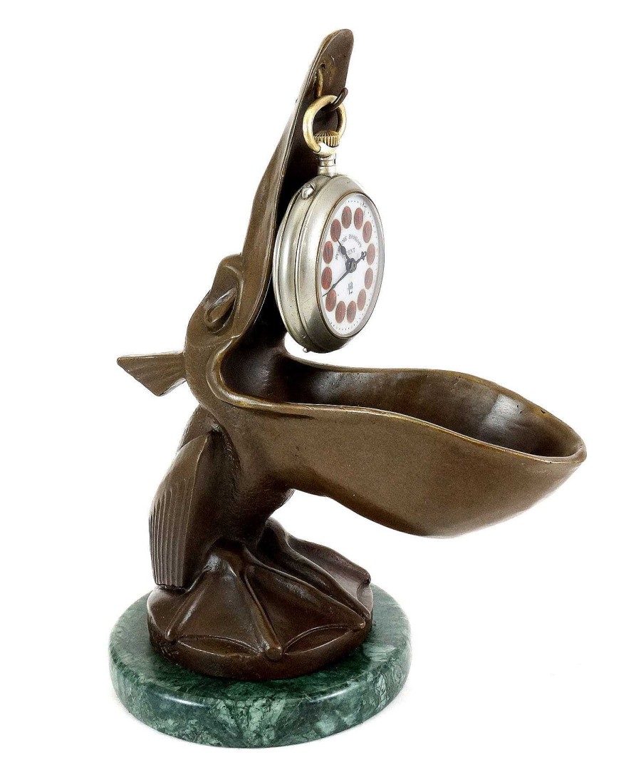 Kunst & Ambiente Art Deco Clock Stand - Pelican Model - Signed By Verler Art Deco Figurines