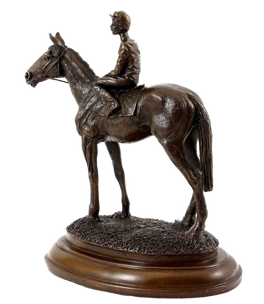 Miguel Fernando Lopez (Milo) Bronze Figure - Jockey / Bronze Horse - Sign. Milo Animal Sculptures