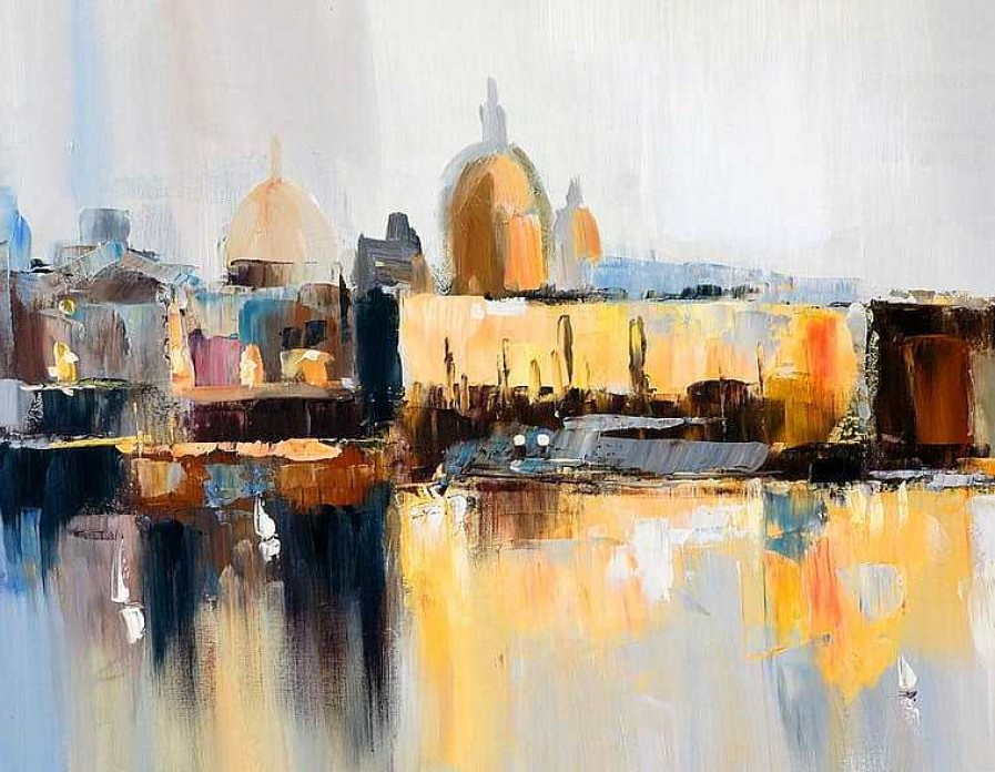 Kunst & Ambiente Modern Art Canaletto Silhouette Dresden Ii - Oil Painting On Canvas - Martin Klein Oil Painting