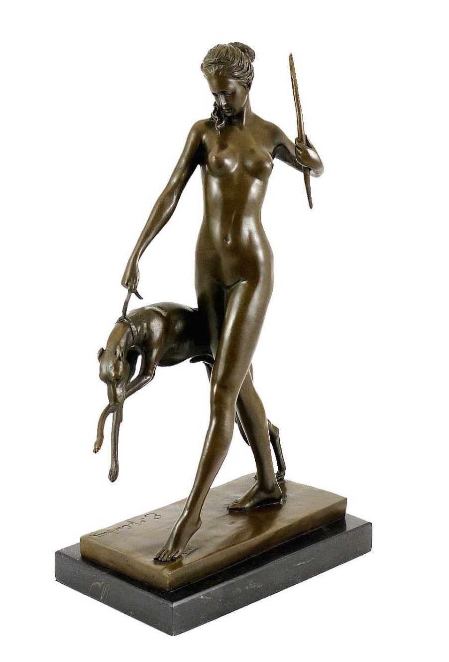 Edward McCartan Bronze Sculpture - Diana And Hound - Sign. Edward Mccartan Greek Statues